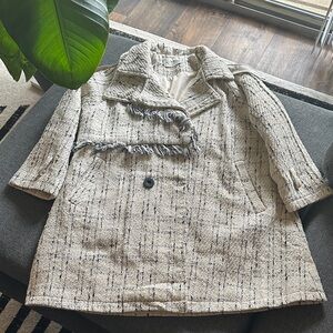 Chic Cream Tweed Kids Pea Coat